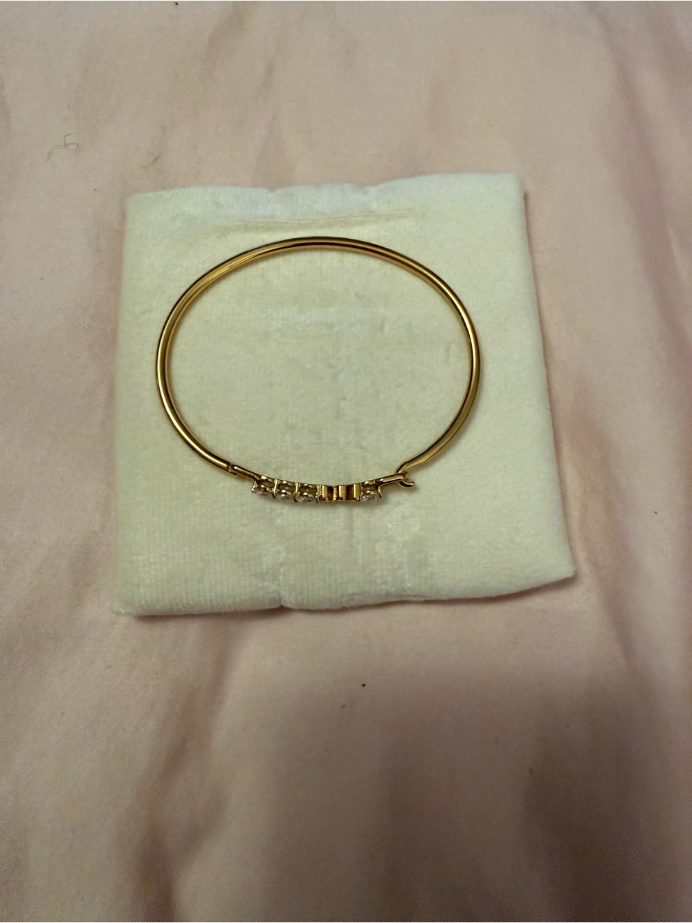 Michael Kors Gold Crystal MK Logo Slim Bangle Bracelet - Picture 3 of 4